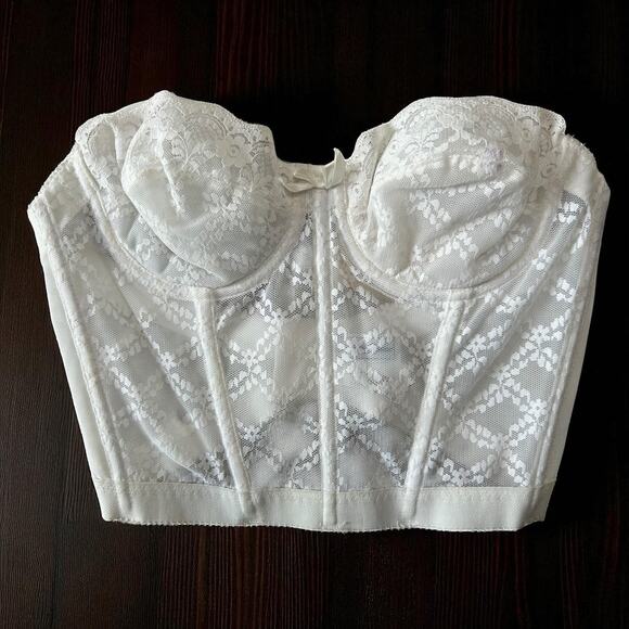 Vintage Saks Fifth Avenue White Strapless Corset Bustier 36A Deadstock NWT Lace - Picture 9 of 9